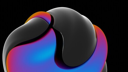 Aufkleber - Fluid black and vibrant gradient surfaces merging in a sleek abstract design, featuring bold color transitions and a modern, minimal aesthetic....