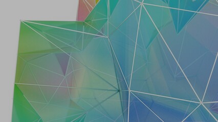 Aufkleber - A colorful polygon mesh with pastel tones and wireframe lines, forming a delicate, overlapping geometric composition that creates a modern, futuristic design........