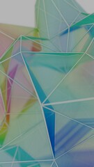Aufkleber - A colorful polygon mesh with pastel tones and wireframe lines, forming a delicate, overlapping geometric composition that creates a modern, futuristic design........