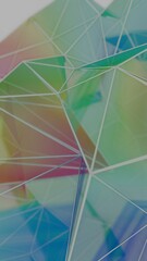 Aufkleber - A colorful polygon mesh with pastel tones and wireframe lines, forming a delicate, overlapping geometric composition that creates a modern, futuristic design........