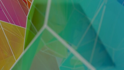 Aufkleber - A colorful polygon mesh with pastel tones and wireframe lines, forming a delicate, overlapping geometric composition that creates a modern, futuristic design........