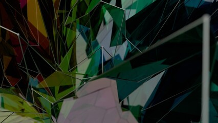 Aufkleber - A colorful polygon mesh with pastel tones and wireframe lines, forming a delicate, overlapping geometric composition that creates a modern, futuristic design........