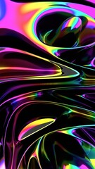 Leinwandbilder - A glossy black and blue swirl with hints of orange, forming a fluid, modern shape that merges reflection and color shifts in a dynamic 3D design.......