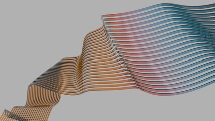 Aufkleber - Wavy abstract lines in orange, purple, and blue flow across a gray background, creating a sleek, minimal design with smooth curves and fluid motion.
