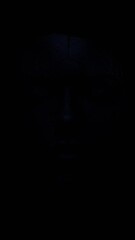 Fototapete - Dark, minimalistic face with subtle digital lines and a mysterious, futuristic aesthetic, capturing a conceptual portrait in a moody, modern style.
