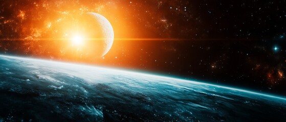 Wall Mural - a planet with a sun in the sky
