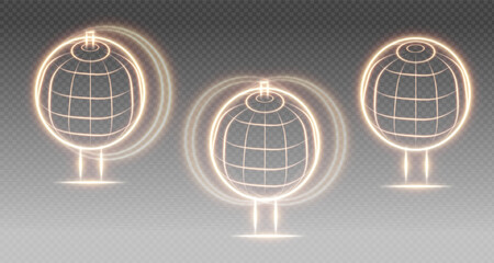 set of neon globe icons. planet earth logo in gold colour.vector png