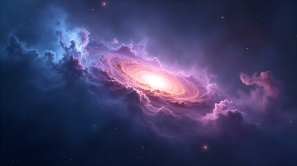 Wall Mural - Vibrant Swirling Galaxy Nebula Purple Blue Orange Cosmos Space Digital Artwork Computer Wallpaper