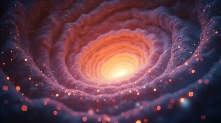 Wall Mural - Warm Orange and Purple Swirling Tunnel with Sparkling Light Effects