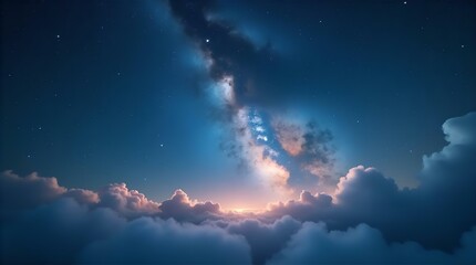 Wall Mural - Mystical Starry Night Sky Milky Way Clouds Starscape