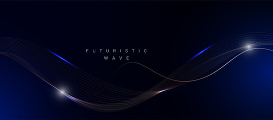 Wall Mural - abstract stylish blue wave design dark background vector