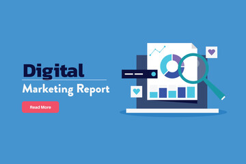 Wall Mural - SEO Reporting software, Digital marketing report, Data driven marketing, Data analysis technology. Business, financial and marketing data analysis.