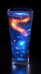 Wall Mural - mesmerizing cosmic galaxy in glass: vibrant starry universe displayed in ethereal drink design with 