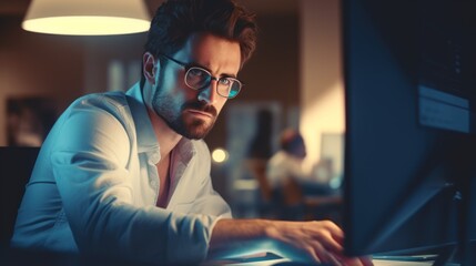 Diverse team of young professionals is working in modern business company. Working day of an office worker. Business, consulting, and technology concept.