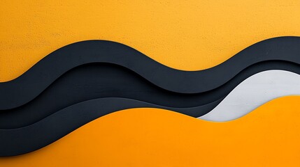 Poster - Abstract wavy layered design with orange and black