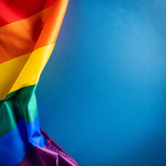 Wall Mural - lgbtq rainbow pride flag on blue background