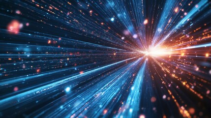 Aufkleber - Abstract light streaks converging at a bright center, creating a dynamic, futuristic effect.