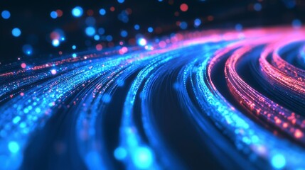 Aufkleber - Abstract glowing lines swirl in blue and pink, creating a dynamic, futuristic background.