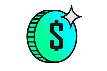 Wall Mural - Money Matters: Captivating the essence of wealth, a shining dollar coin illustrated, reflecting the heart of financial transactions