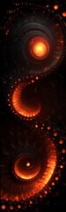 Wall Mural - Mystical Fire Spirals: A Fractal Dance of Light and Shadow Abstract Art