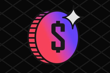 Wall Mural - Financial Icon: An eye-catching digital illustration of a coin featuring a dollar sign, hinting at wealth, transactions, and financial success.