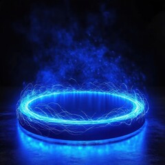 Wall Mural - blue light portal blue futuristic energy.
