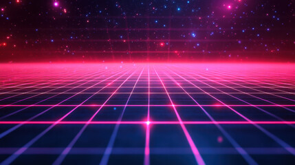 Wall Mural - retro futuristic grid background