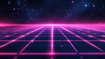 Wall Mural - retro futuristic grid landscape