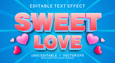 Wall Mural - sweet love 3d vector text effect with modern style design
