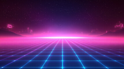 Wall Mural - retro futuristic grid background