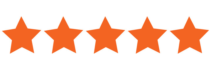 Wall Mural - five stars rating icon isolated on transparent background.