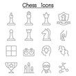 © Puckung - Chess icon set in thin line style