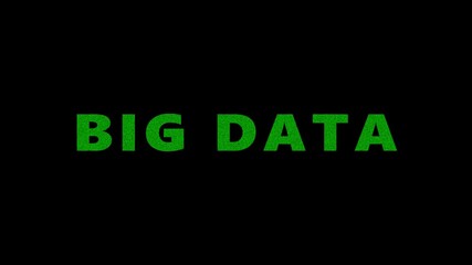 Wall Mural - Big Data Side Text Scrolling on Light Blue Digital LED Display Board Pixel Light Screen Looped Animation 4K Background. Sign Board , Blinking Light, Pixel Monitor, LED Wall Pannel
