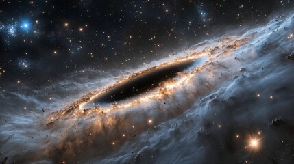 Wall Mural - A black hole in deep space, surrounded by ancient cosmic dust and distant stars
