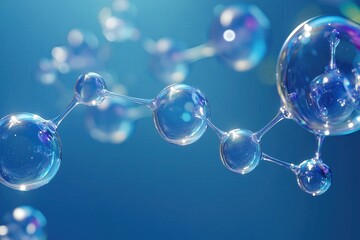 Wall Mural - abstract depiction of transparent molecular structure against a cool blue backdrop. conceptual repre