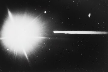 Wall Mural - dramatic monochrome comet tail streaking across starry night sky