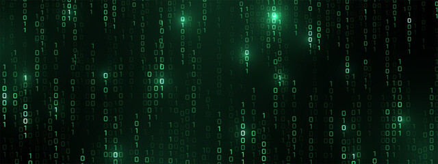 Wall Mural - vector digital code rain in a matrix inspired futuristic style. high-tech backdrop with glowing bina