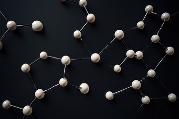 Wall Mural - abstract molecular network on a dark backdrop. connected spheres creating a modern, scientific visua