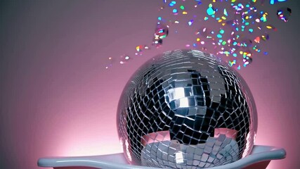 Canvas Print - a captivating disco ball surrounded by colorful shimmering confetti in a vibrant background, ideal f