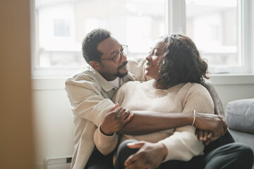 portrait of a lovely young couple at home