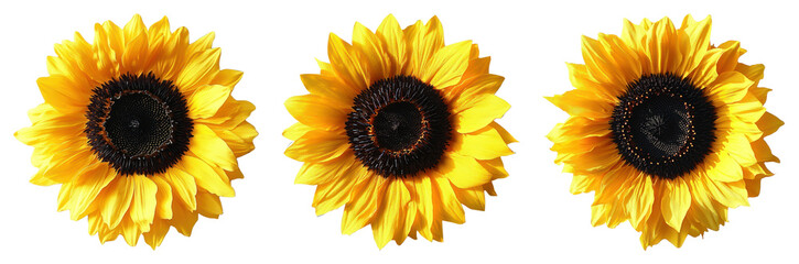 Wall Mural - png vibrant sunflowers in bloom, element set on transparent background