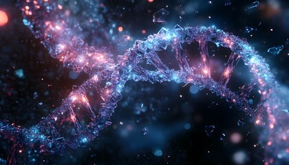 Poster - Colorful Digital Representation of DNA Helix in Abstract Background