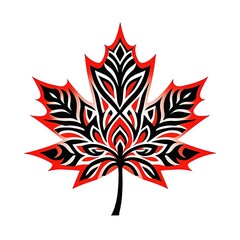 tribal maple leaf design - modern symbolic illustration