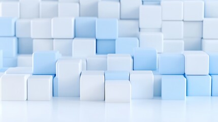 Wall Mural - abstract background of stacked, light-blue and white cubes