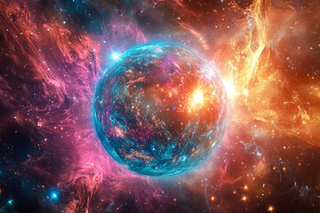 Wall Mural - Colorful Planet in Cosmic Space