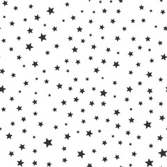 Wall Mural - simple black stars confetti seamless pattern. scattered star shapes monochrome background. great for
