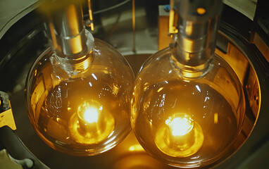 Poster - Close-up of plutonium metal manufacturing process in a lab Generative AI