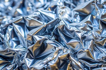 Canvas Print - crumpled silver foil with abstract reflective texture