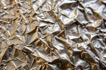 Canvas Print - crumpled foil surface with gold and silver texture abstract metallic pattern