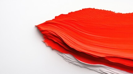 Wall Mural - abstract vibrant red paint stroke, layered effect, against white background. dynamic, textured, and 